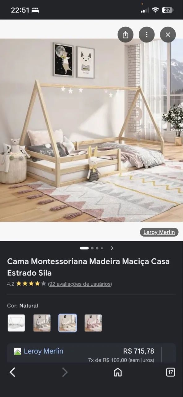 Cama montessoriana - Madeira maciça  - Foto 2