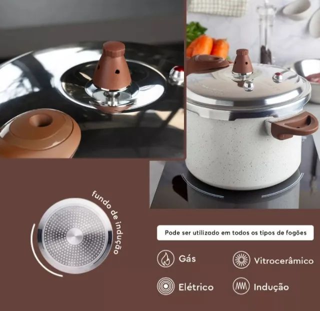 Jogo De Panela Pressão 4,2l + Conjunto 5 Pçs Optima Brinox - Foto 5