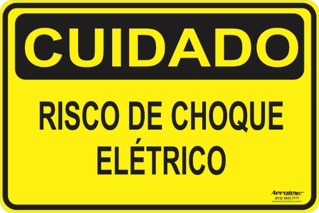 Placa De Sinalização Cuidado Risco De Choque Elétrico 30x41 Novo Garantia - Foto 3