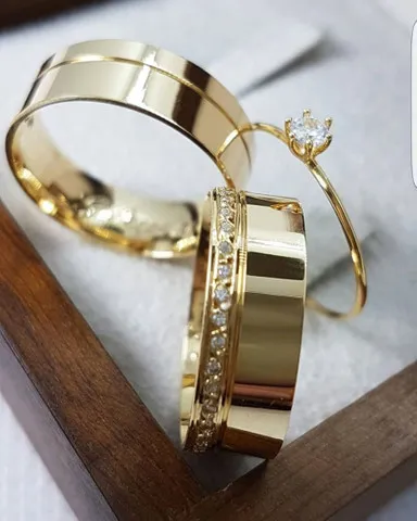 Ouro 18k alianças noivado , casamento e bodas