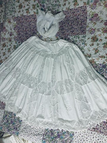 Conjunto em tricô de algodão branco (2 peças)
