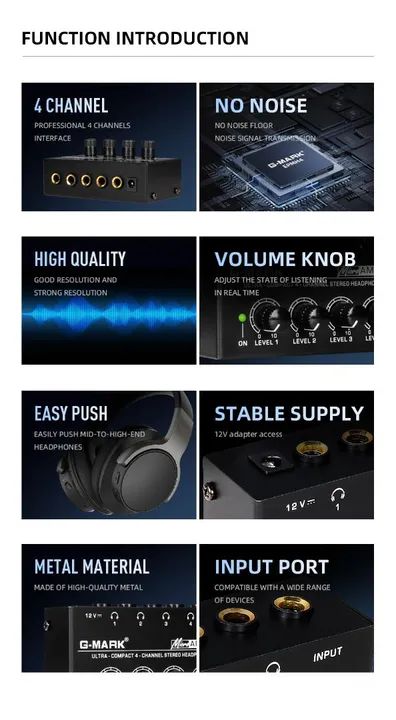 Amplificador de Fones de Ouvido 4 Canais G-Mark - Foto 6