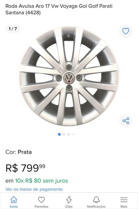 Roda de liga leve  4x100. 17/7 polegadas - Foto 3