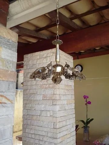lustre em bronze estilo 5 braços