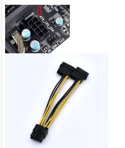 Cabo Adaptador 2x Molex Para 1x Cpu (processador) 8 Pinos - Foto 2