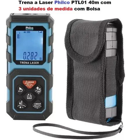 Trena a Laser Philco Profissional de 40m com 3 unidades de medida com Bolsa