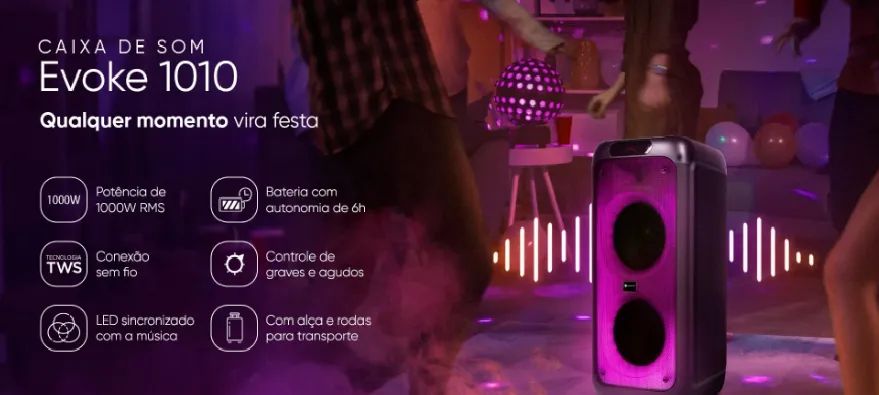 caixa de som bluetooth evoke 1010 lacrada e com garantia - Foto 2