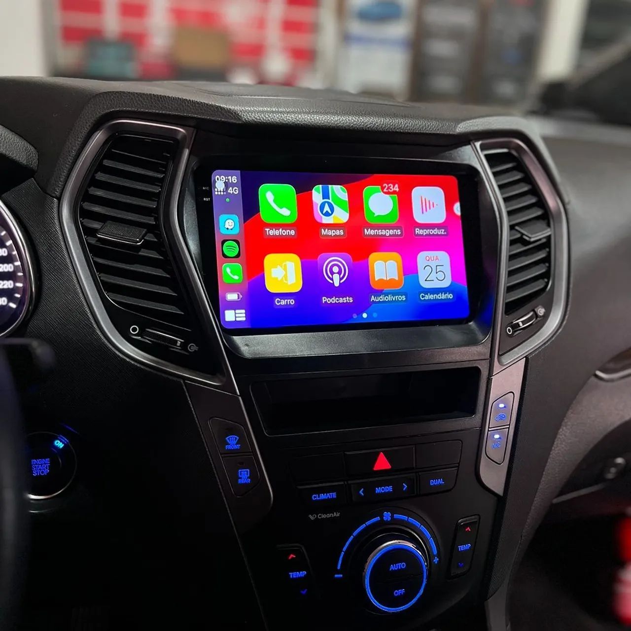Multimídia Hyundai Santa Fe 9 polegadas Carplay sem fio Android auto  - Foto 2