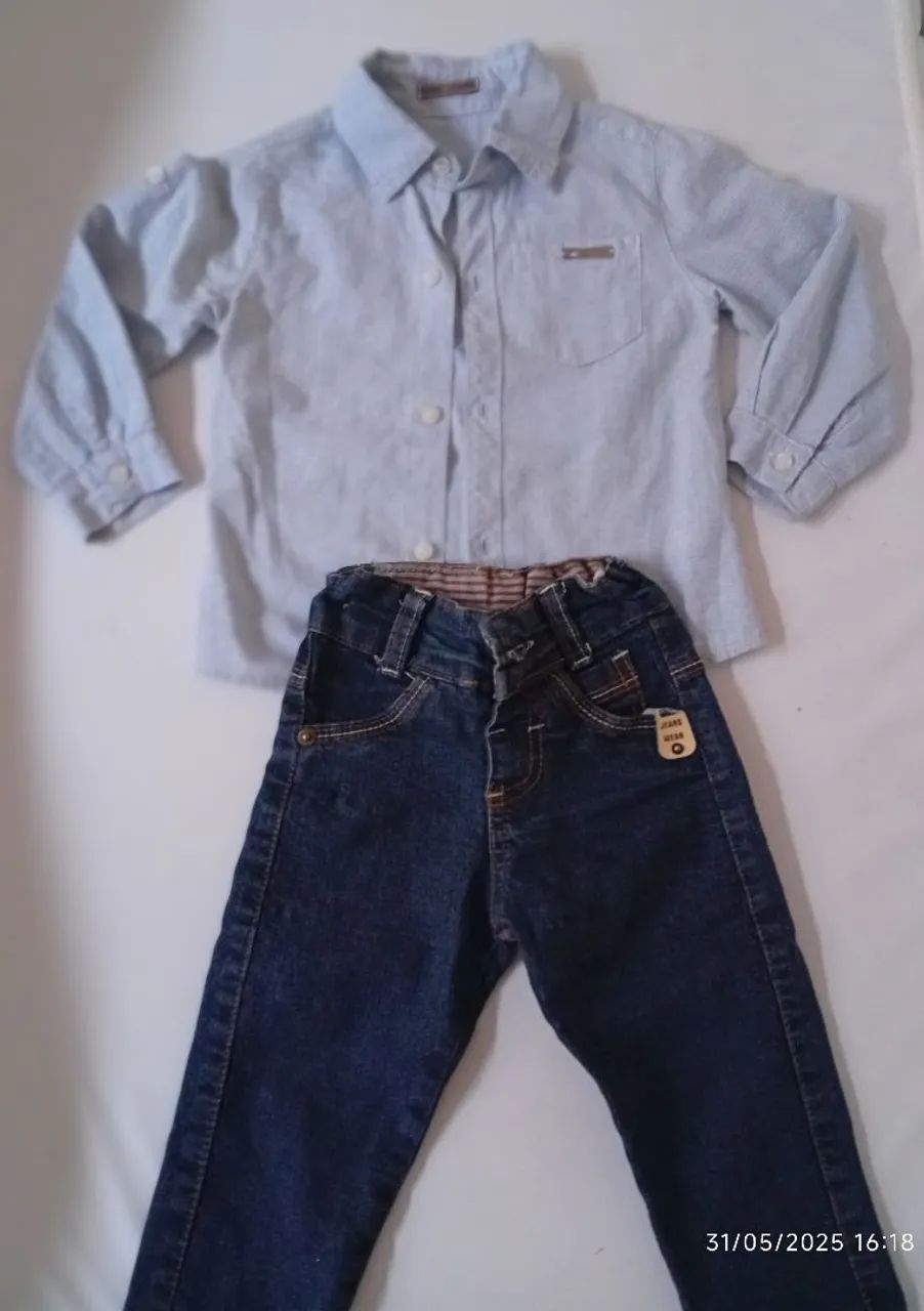 Conjunto camisa e calça jeans infantil