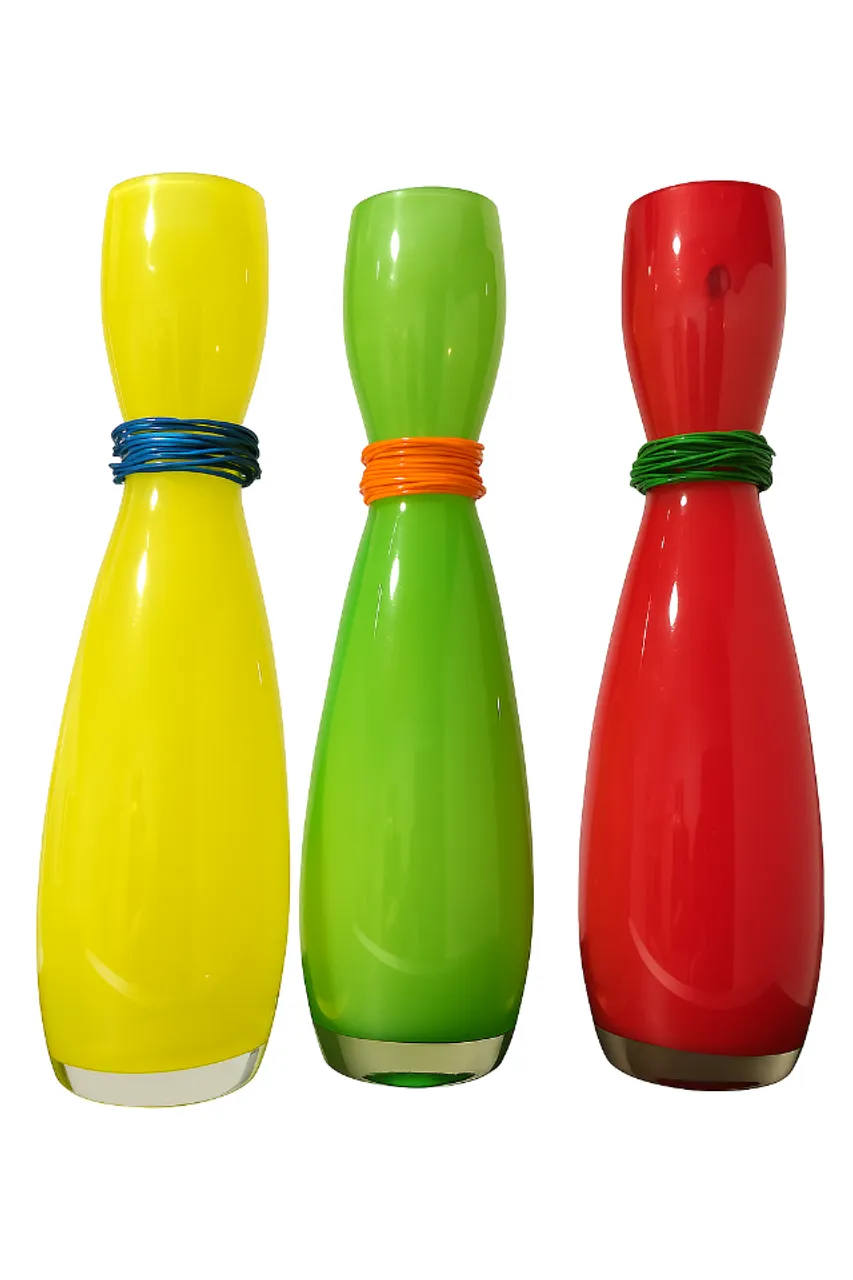 Raros Vasos Vintage de Vidro Assinado, Design de Rony Plesl, Feito na República Tcheca