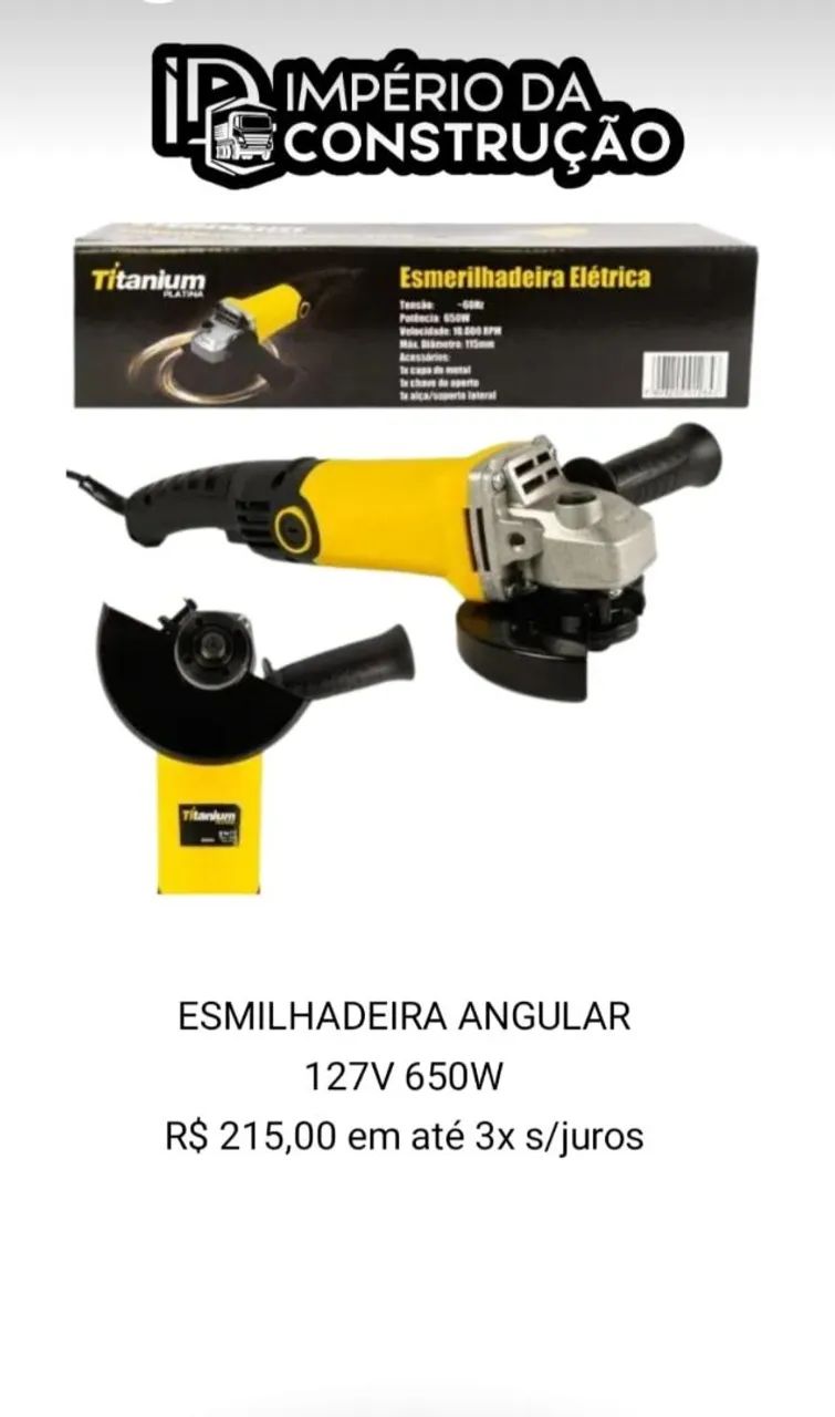 Esmerilhadeira Angular 127V 650W Titanuum Platina