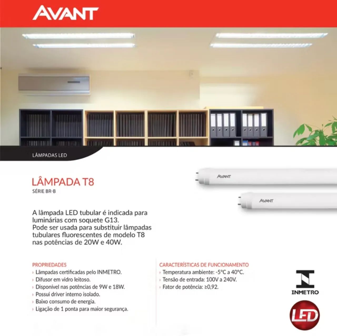 ? Lâmpada LED Tubular T8 18W - 120cm (1,20m) - Avant - Branco Frio 6500K - Base G13 - Foto 3