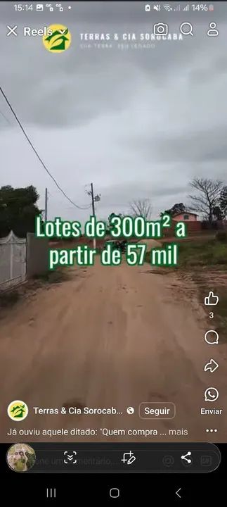 Lotes de 300m² a partir de 57 mil