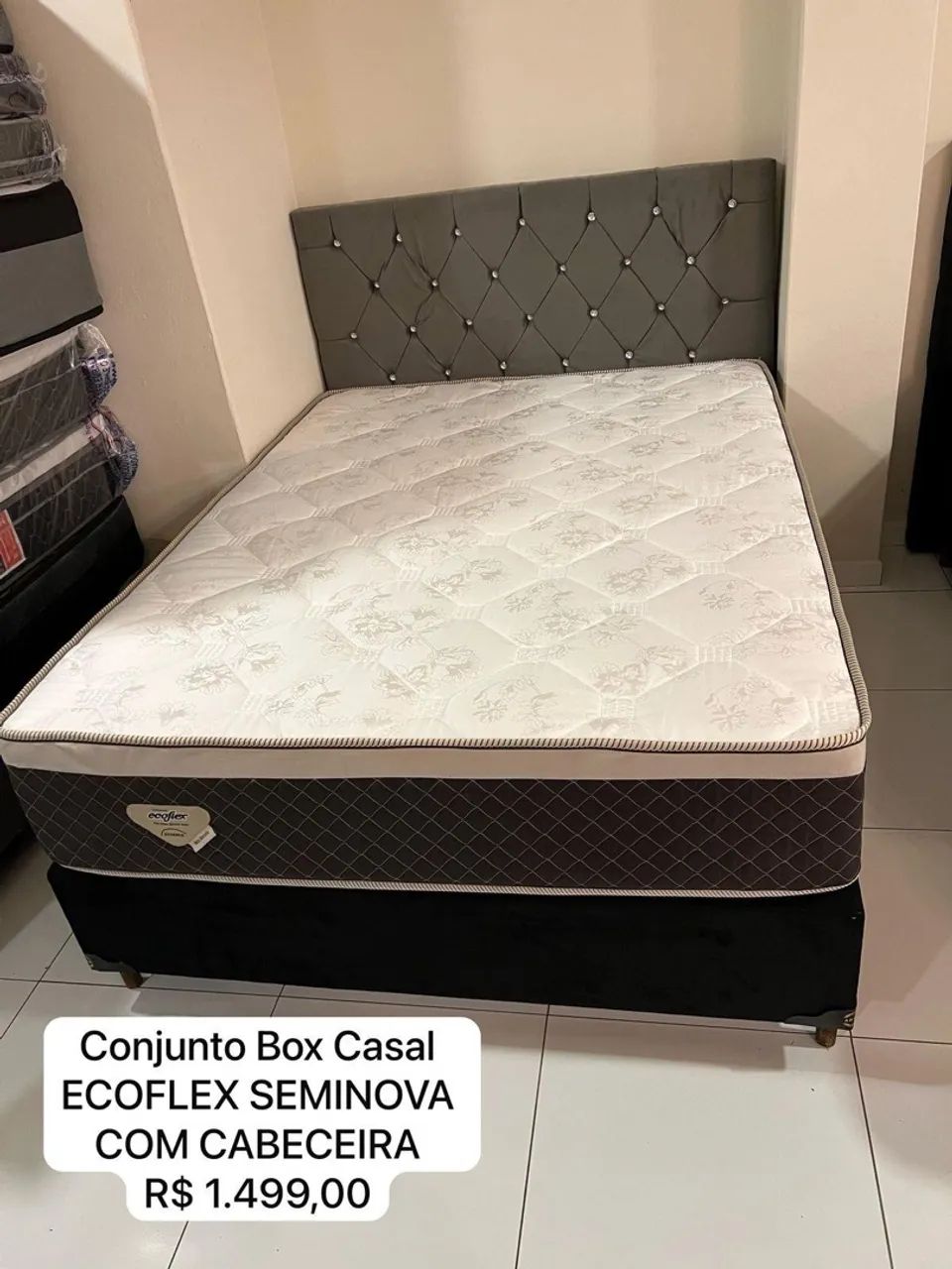 CAMA COMPLETA Conjunto Box Casal Ecoflex Seminova com Cabeceira