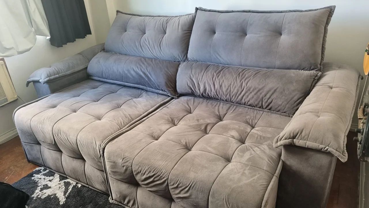 Sofa 2,10cm reclináveis e retrátil grafite