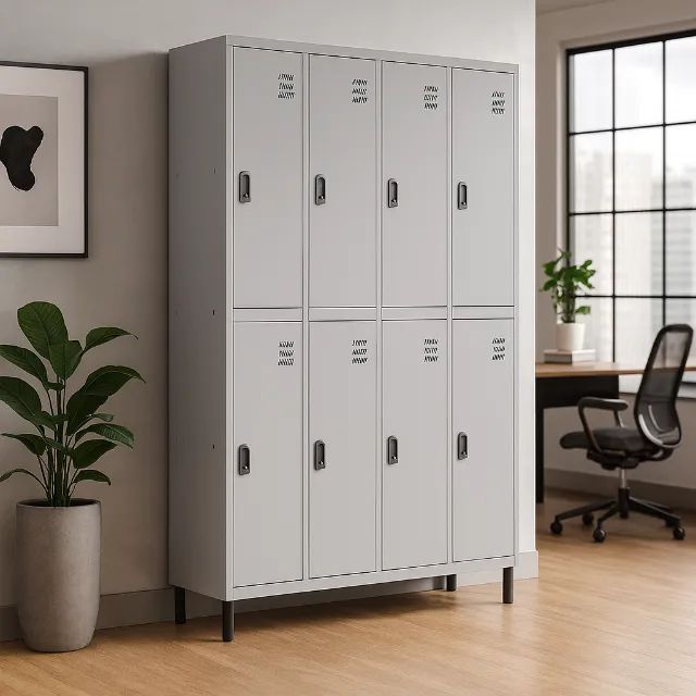 Armário de Aço 8 Portas Grandes Cinza Modelo W3 Durável Resistente 10914 