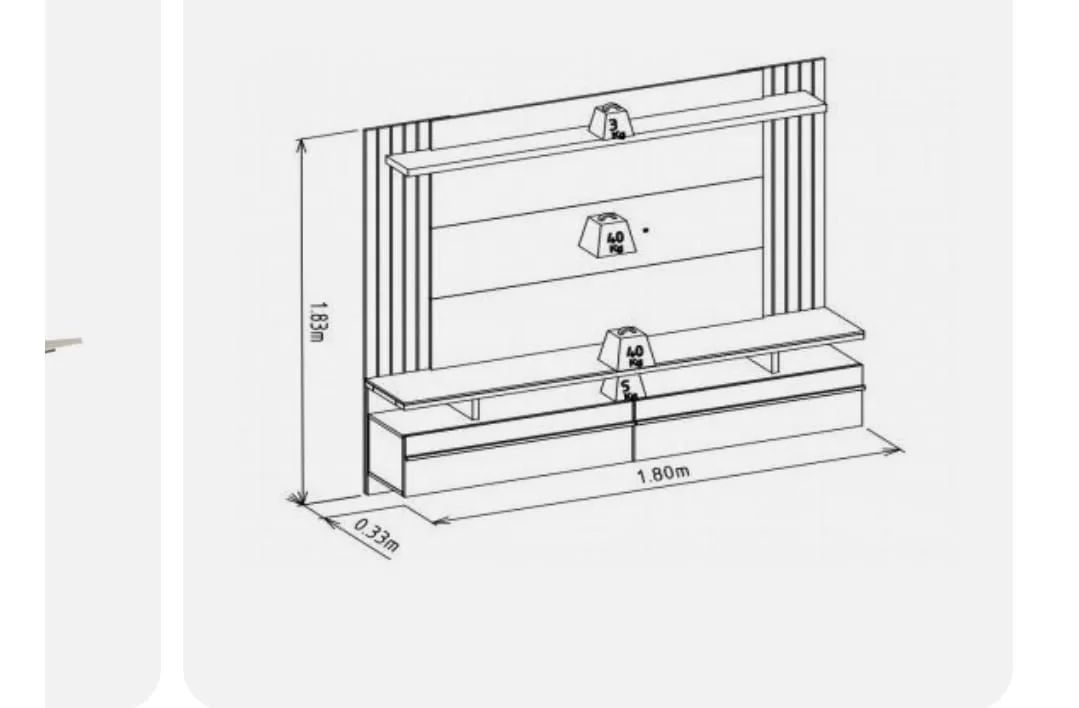 Painel para TV Completo com Rack e Gavetas - Design Moderno - Foto 2