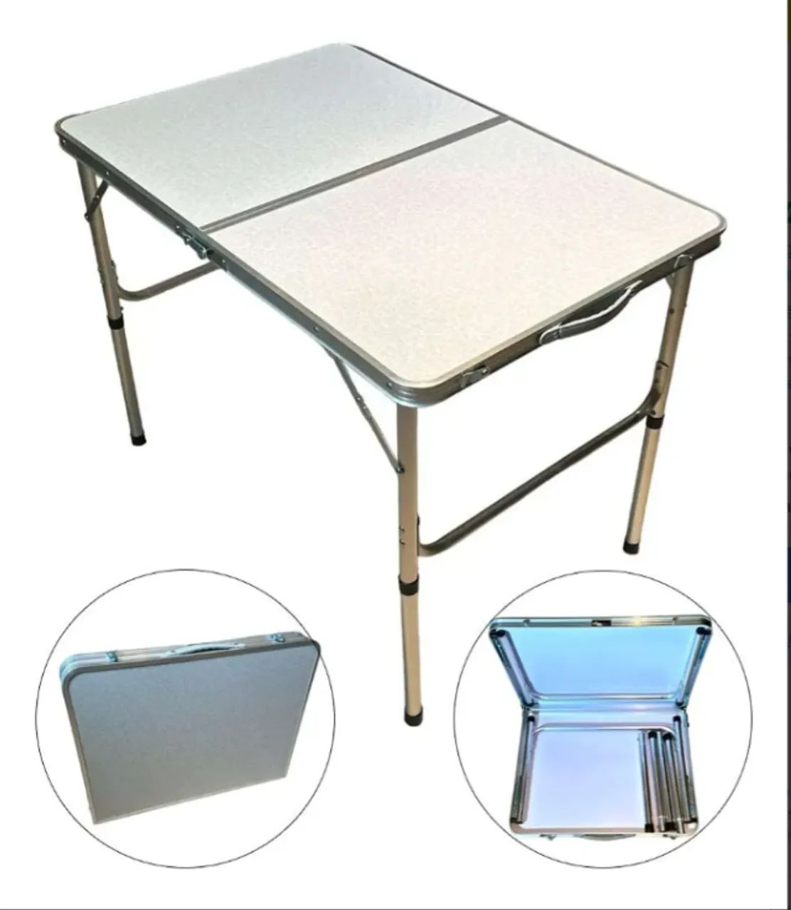 Mesa dobrável em alumínio e MDF 90x60cm,