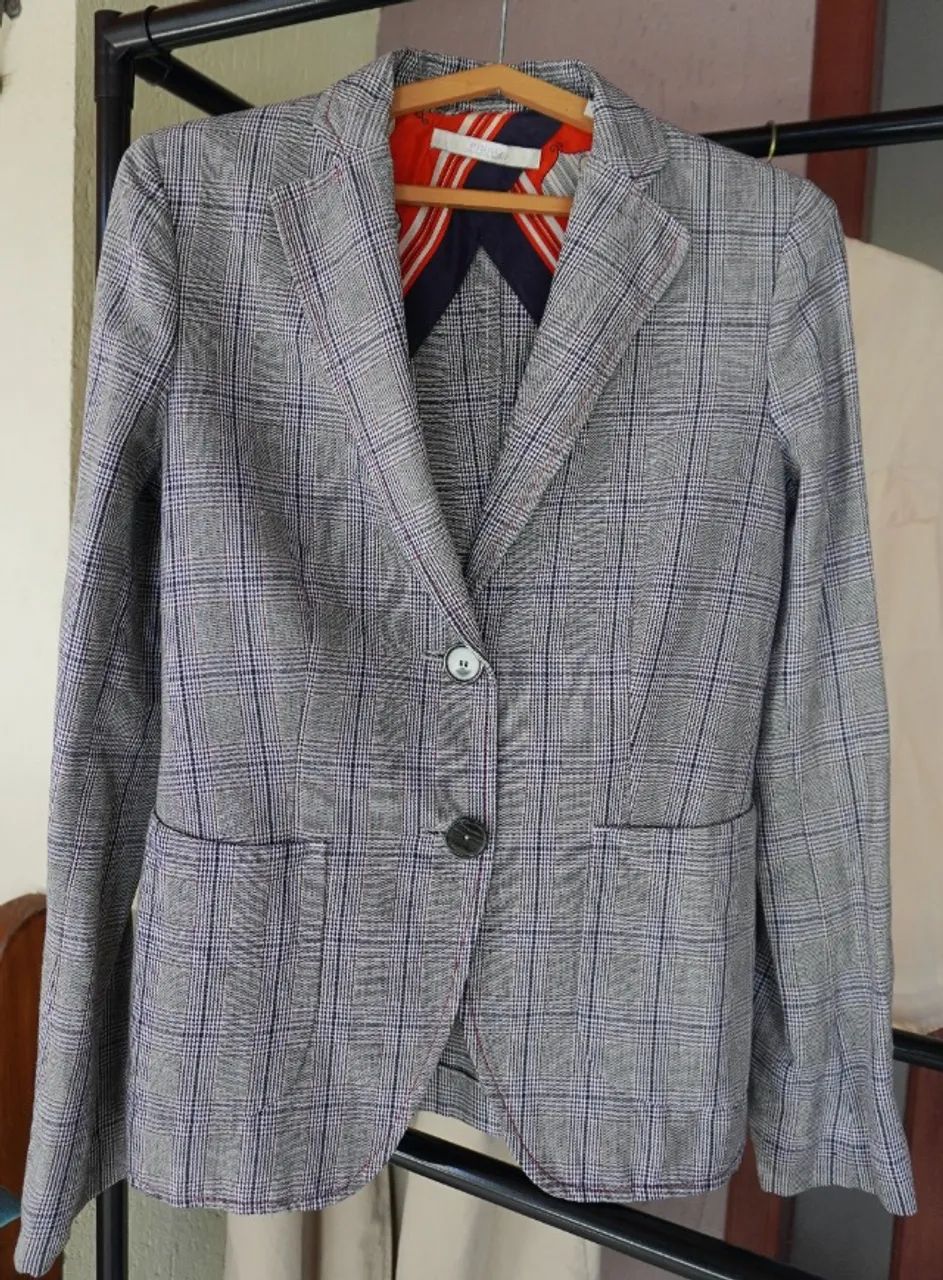blazer italiano linho xadrez pinko - Foto 2