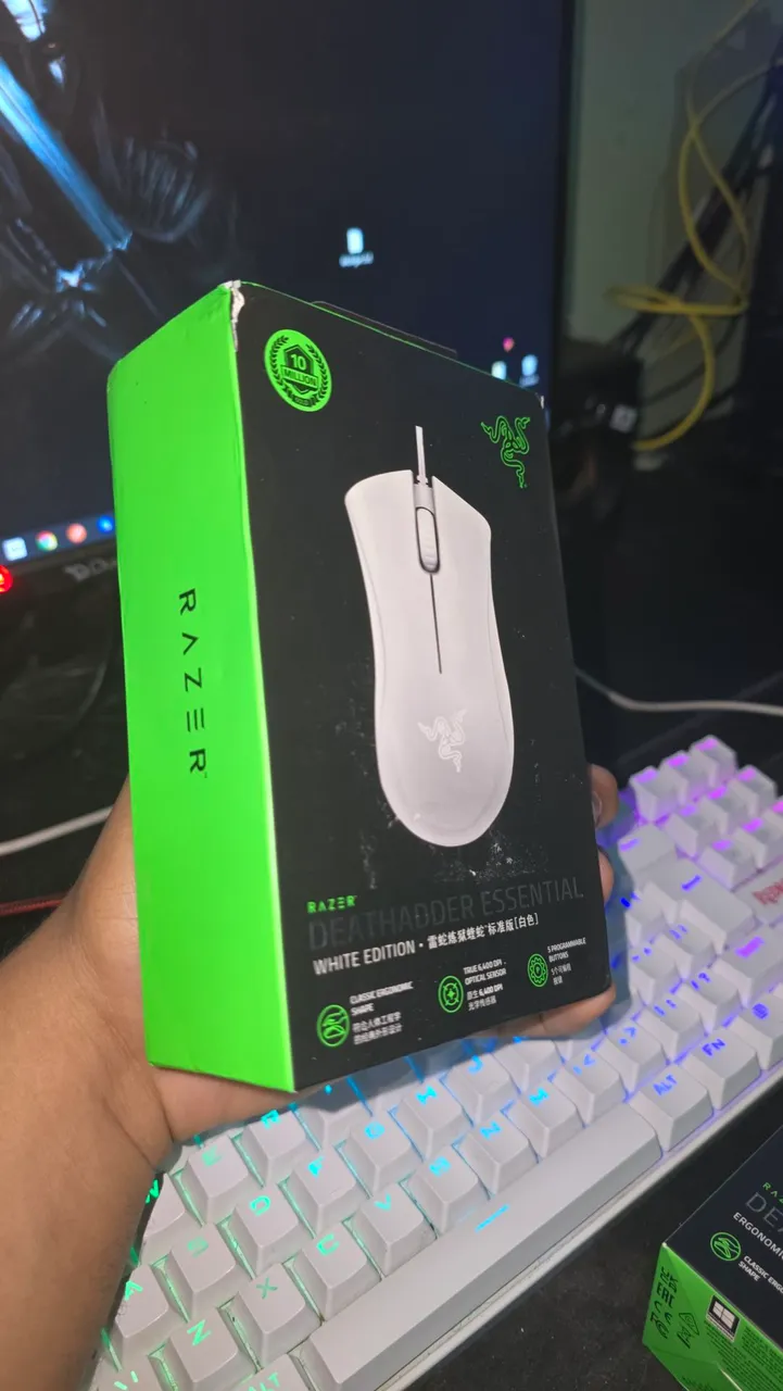 [NOVO] Mouse Gamer Razer Deathadder Essential, 6400 DPI, 5 BOTÕES, BRANCO