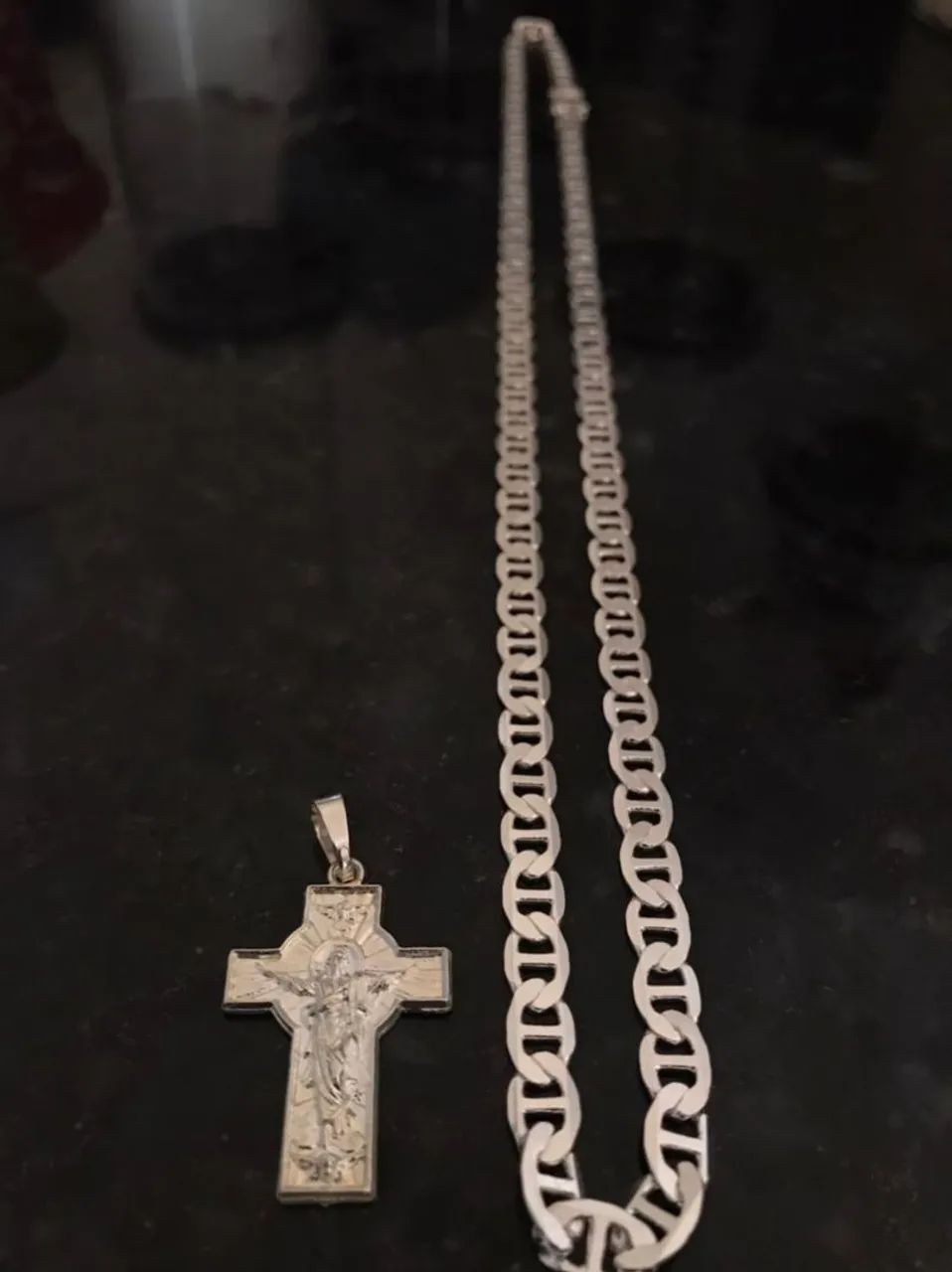 Corrente e Cruz de Prata - Foto 2