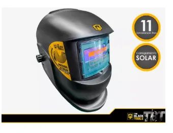 Máscara De Solda PROFISSIONAL Escurecimento Automatico Cor Preto Liso - Foto 2