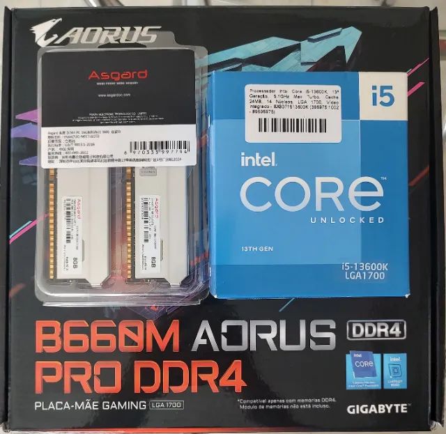 Kit B660M Aorus PRO DDR4, I5-13600K , 16G de RAM 8x8