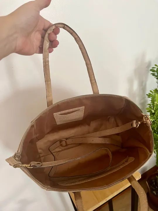 Bolsa nude croco em couro legítimo  - Foto 2