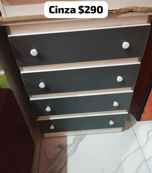 Cômoda 4 Gavetas Cinza MDF- R$290 ENTREGO