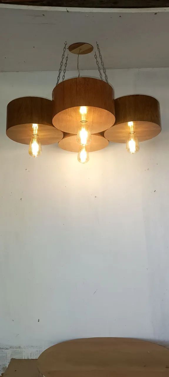 Luminária em madeira cedro e imbuia tamanho 055 cm largura 075 cm comprimento  - Foto 6