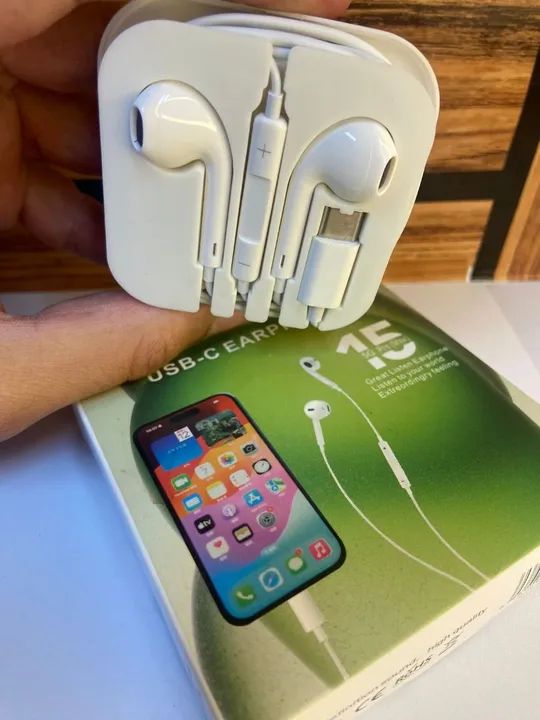 FONE DE OUVIDO BLUETOOTH COM FIO PARA IPHONE USB-C  - Foto 2