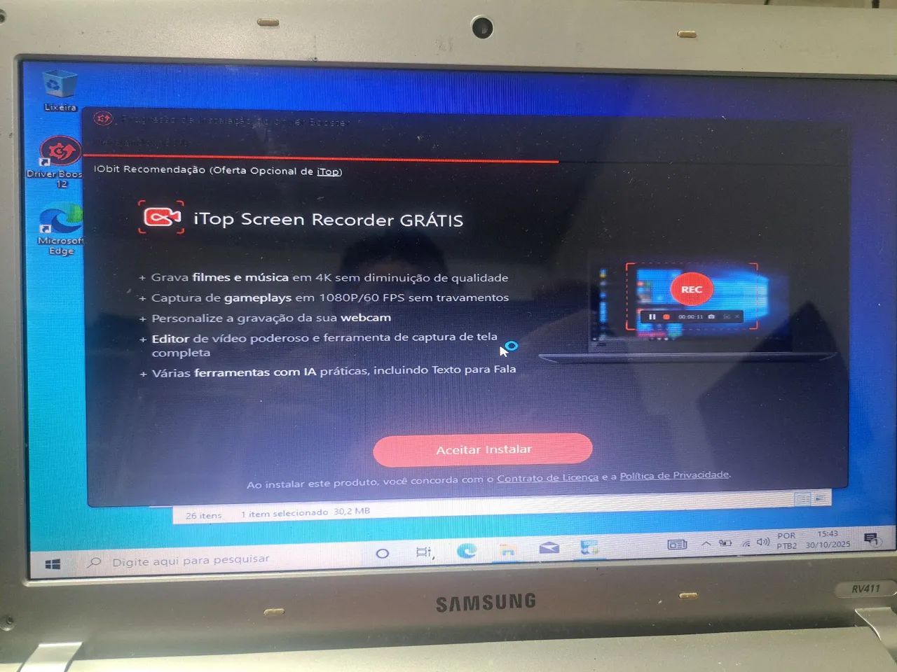 Notebook  Samsung 64312419707010121