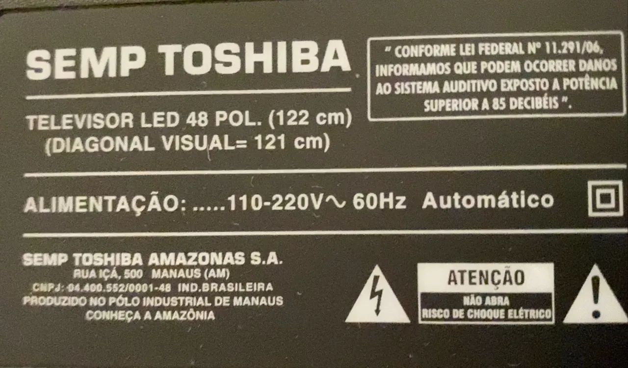 TV SEMP TOSHIBA 48 POLEGADAS64313035127170124