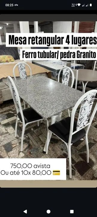 Mesa Retangular 4 Lugares - Granito