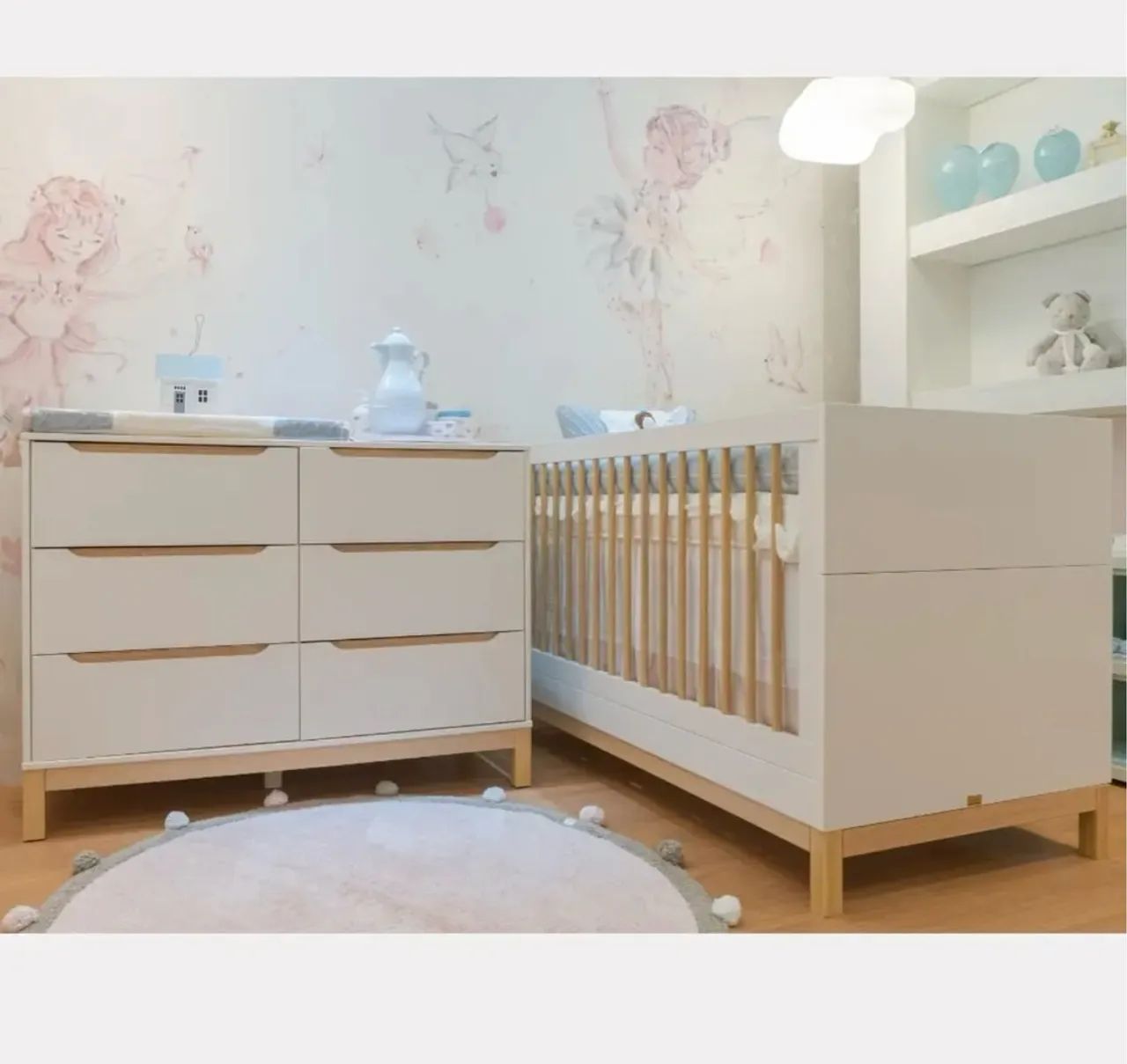Conjunto berço 2 em 1 e cômoda 6 gavetas. Linha Cozy. - Foto 3