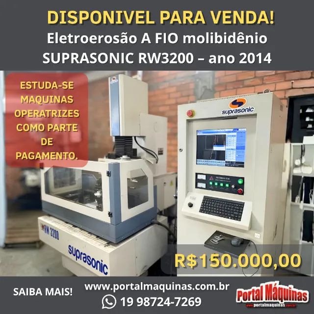 Eletroerosão CNC A FIO molibdênio SUPRASONIC RW3200 - Máquinas