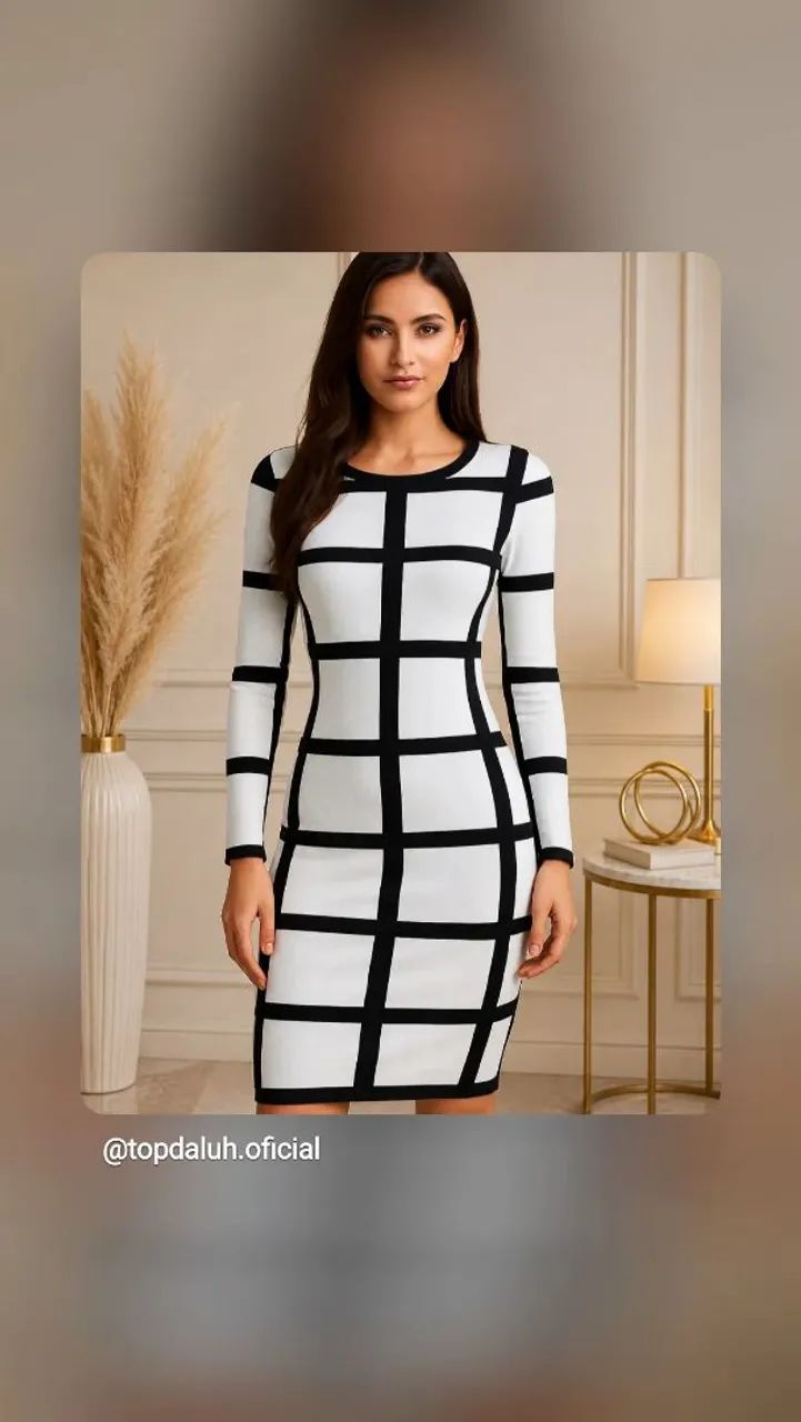 Vestido tricô Modal mangas longas 