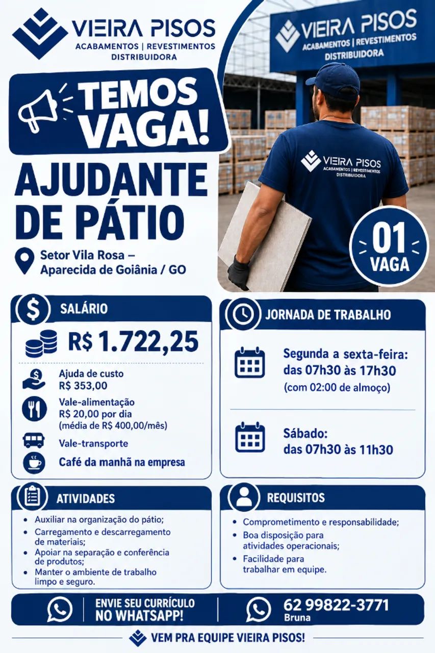 Vaga para Ajudante de Patio