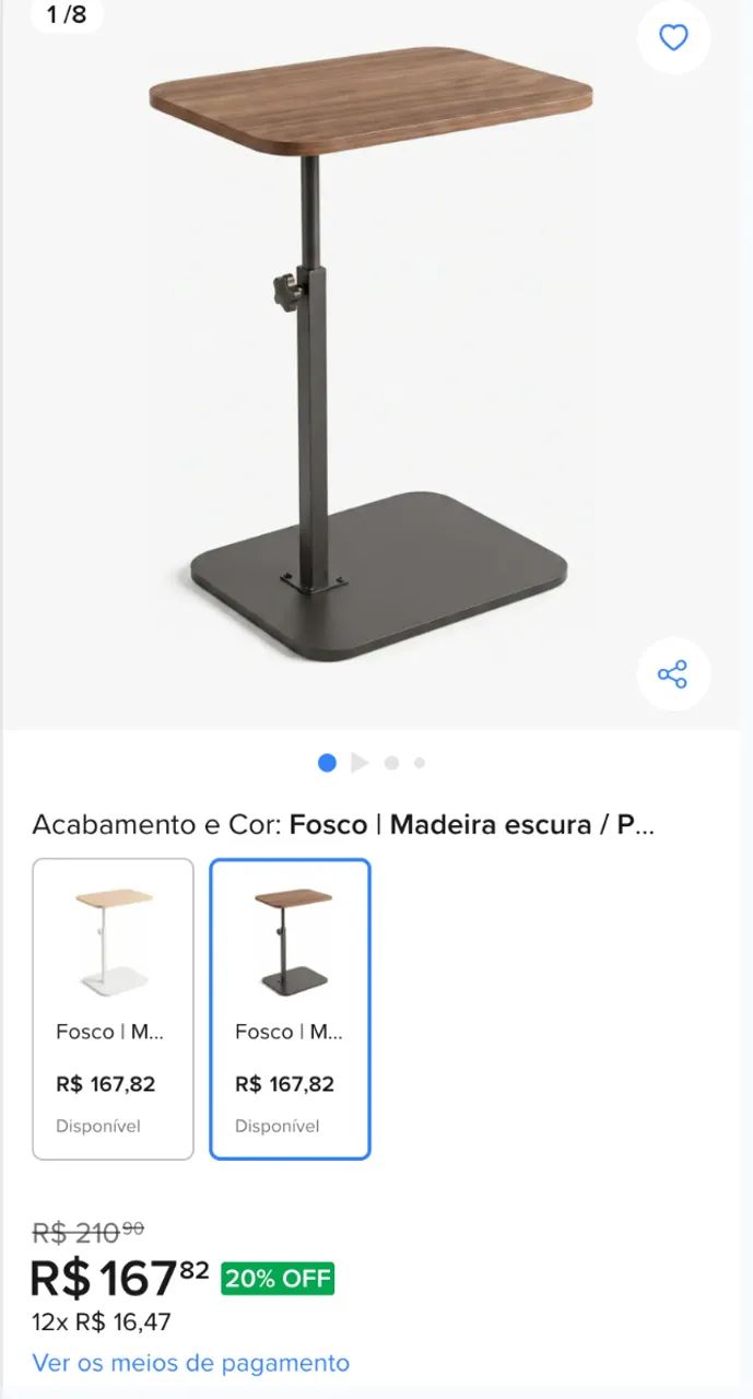 Mesa Lateral para Cama Sofá Computador Notebook com Ajuste de Altura - Foto 2
