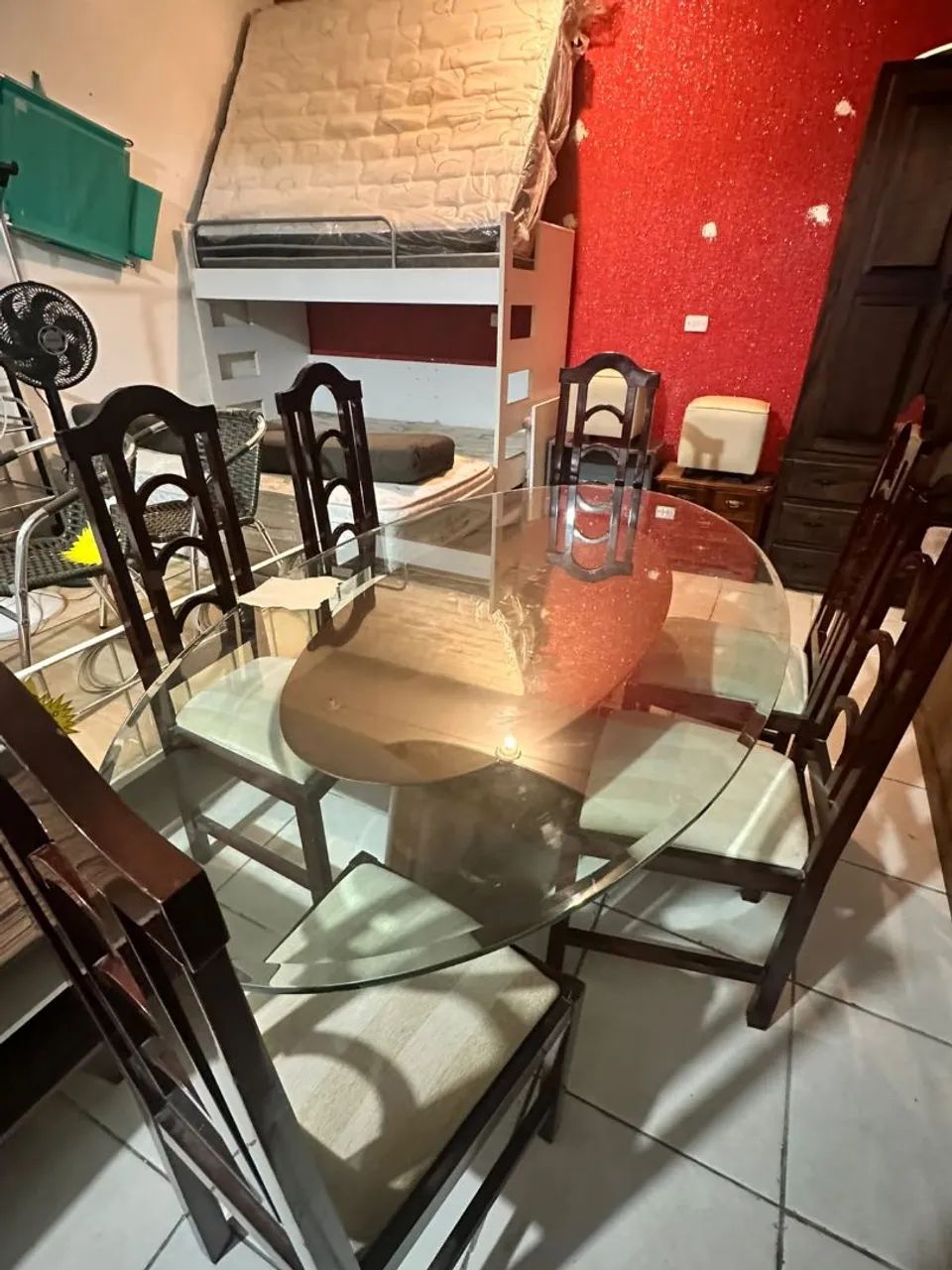 Mesa madeira  tampo vidro - Foto 3