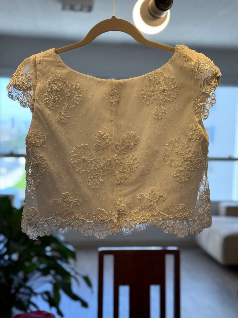 Cropped Branco trabalhado com renda - Foto 3