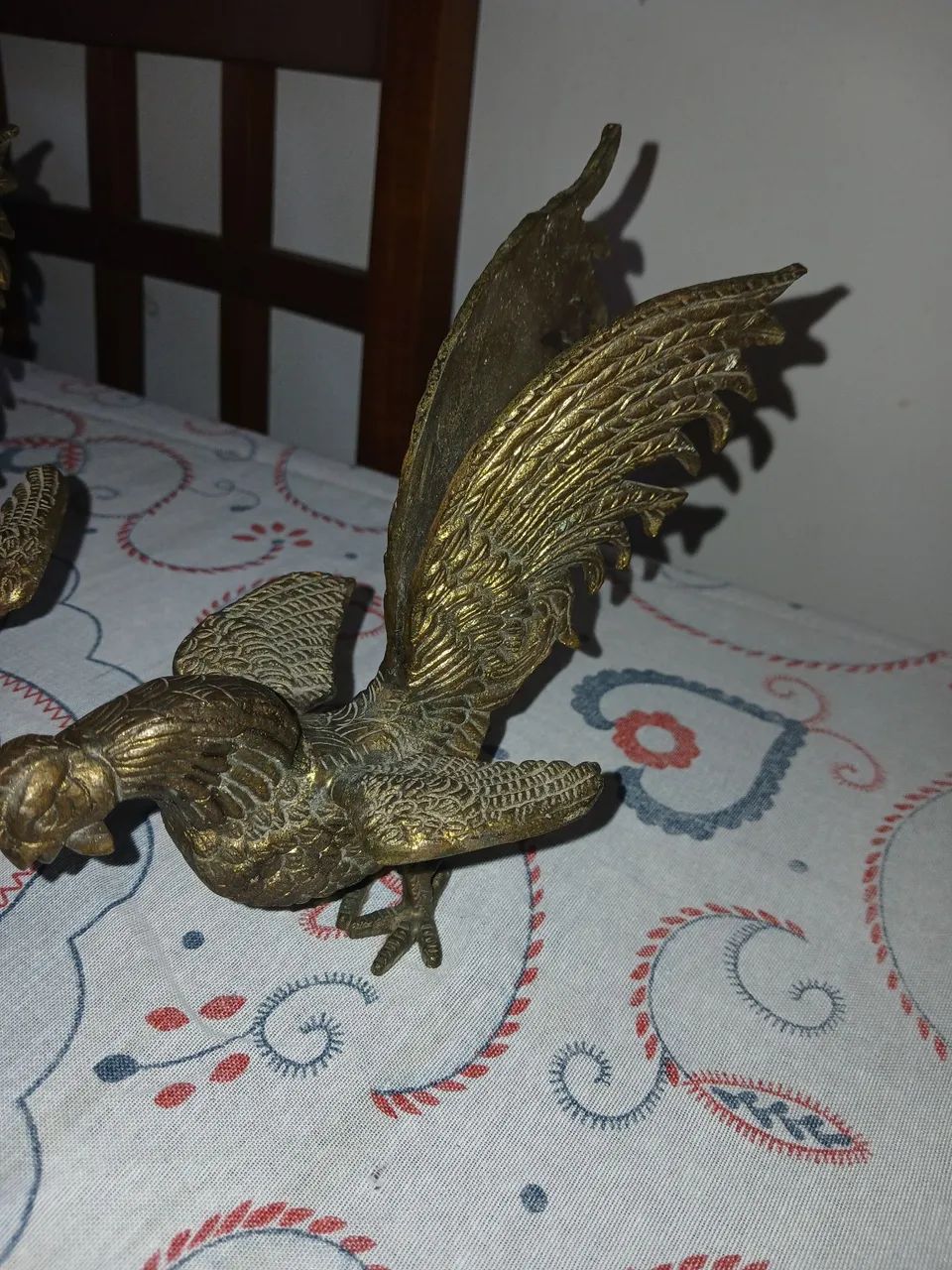 Par de galos de bronze antigos  - Foto 3
