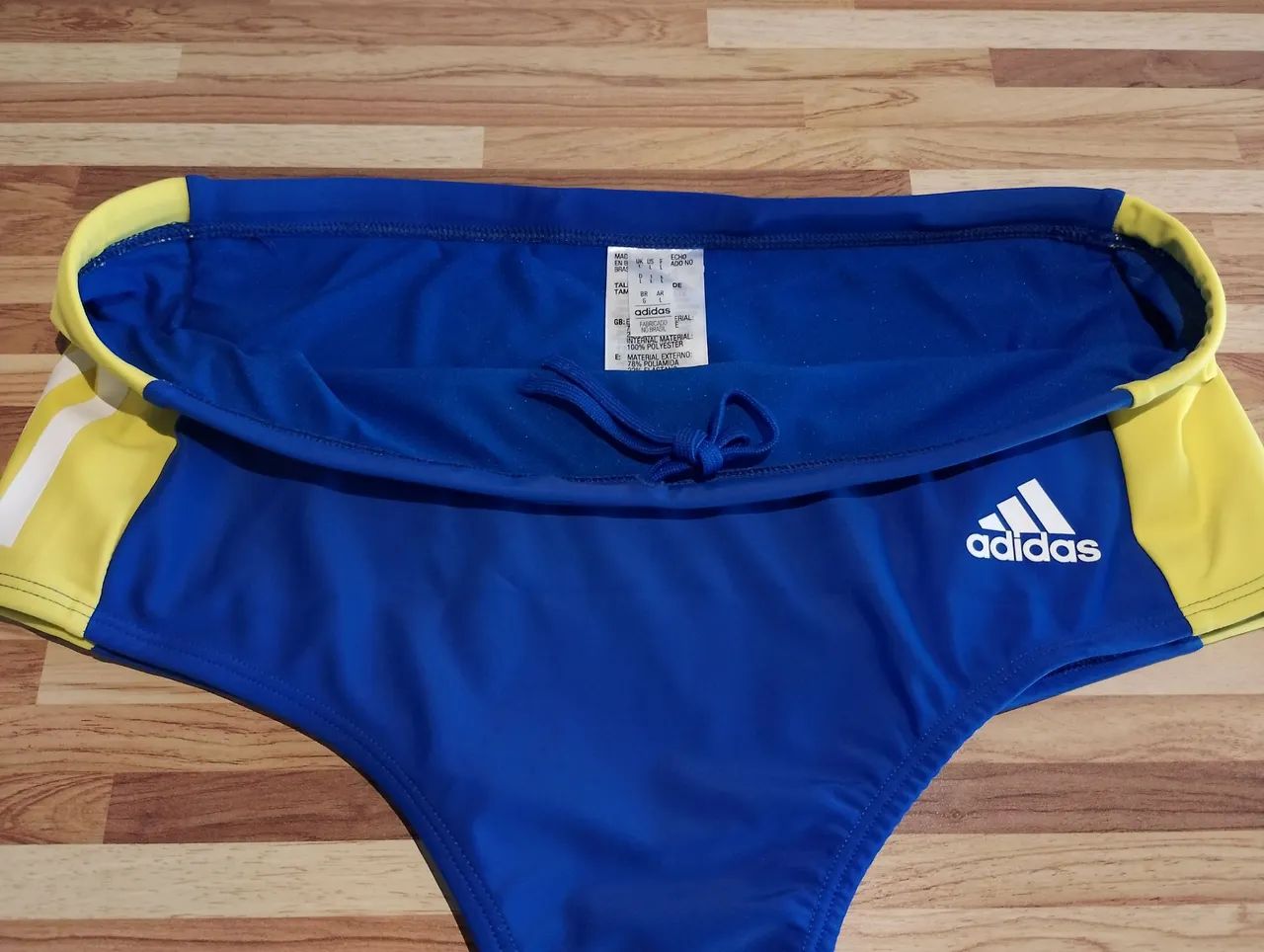 Sunga Adidas azul e amarelo - Tam G - Foto 5