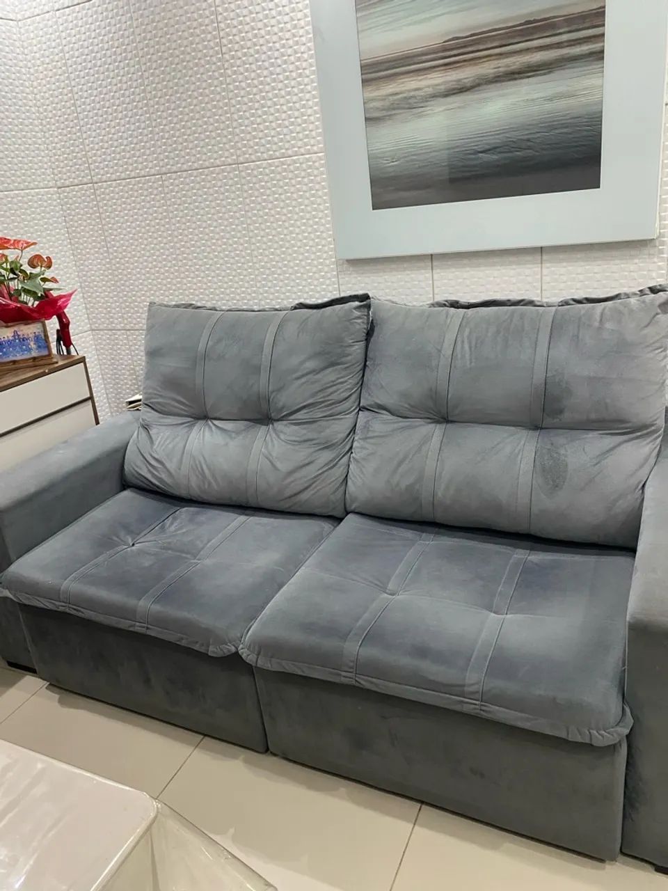Sofá Retrátil Cinza  - Foto 2