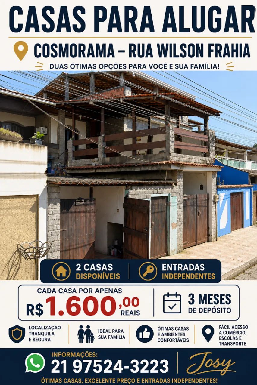 Duas casas independentes para alugar