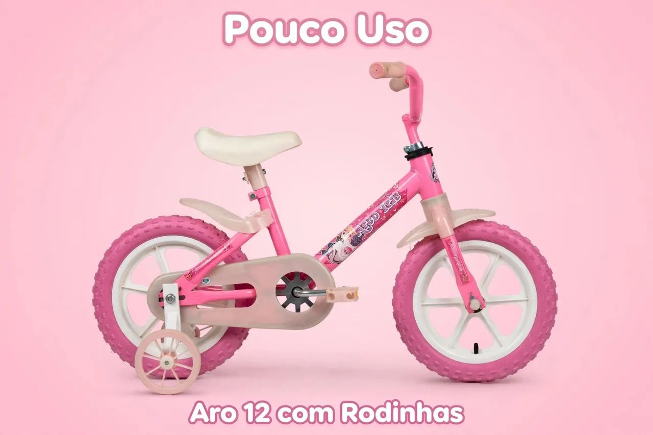 Bicicleta Infantil Aro 12 Arco Íris Rosa_ Track Bikes. - Foto 2