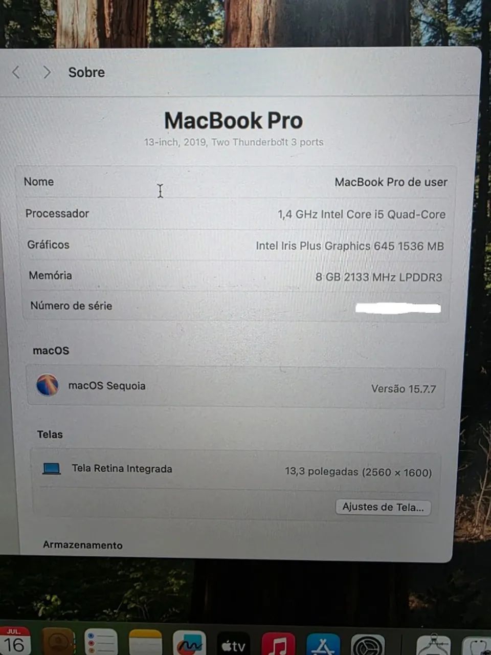 Macbook Pro 2019 Cinza Espacial Core i5 Com Touch Bar Impecável - Foto 4