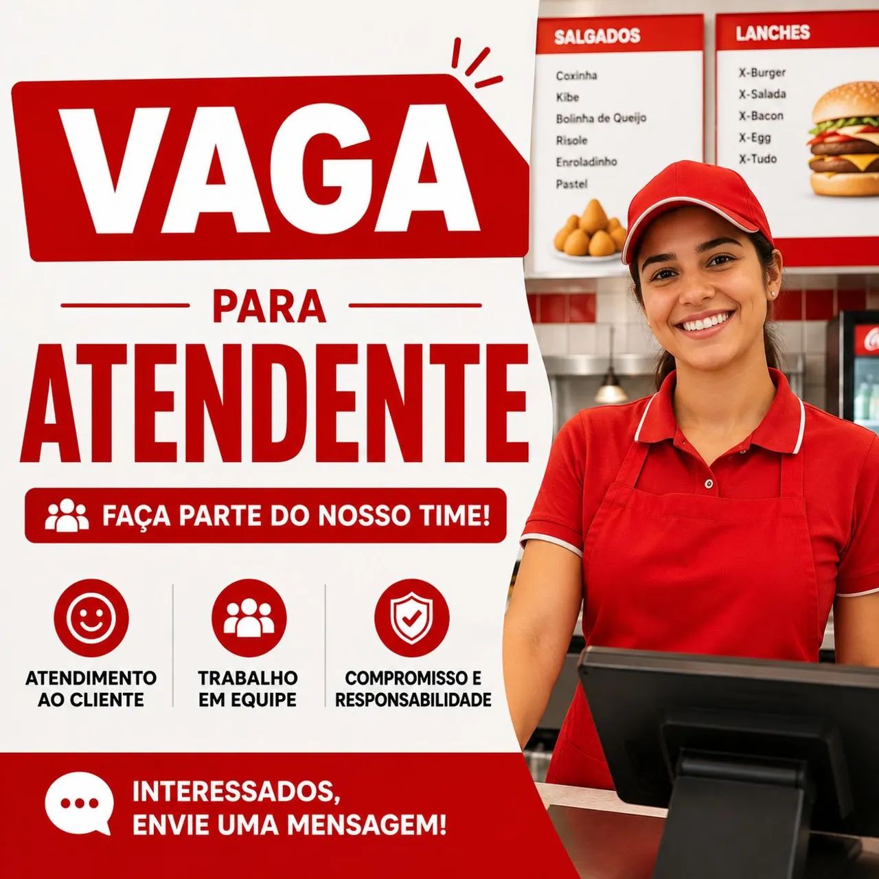 Atendente - Santa Cruz - 2 vagas
