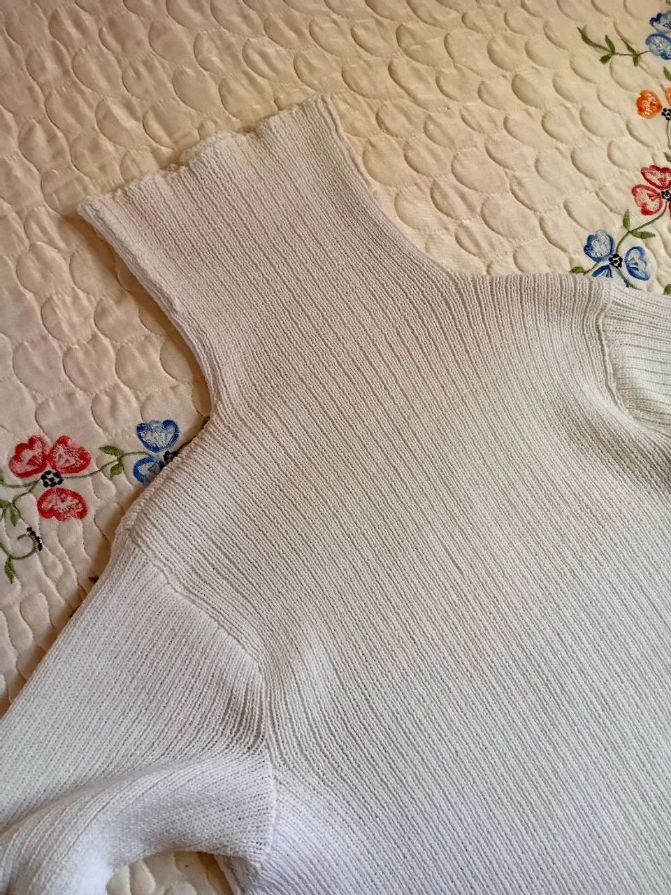 Blusa cacharrel tricô branco  - Foto 3