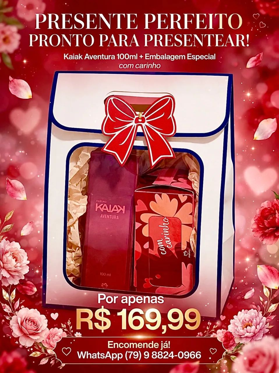 Presente. kit. PERFUME KAIAK AVENTURA NATURA E CX DE SABONETES 